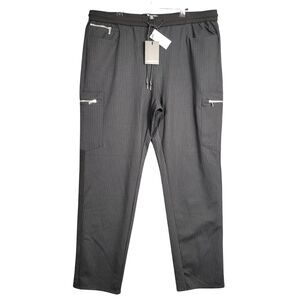 NWT INDUSTRY Republic Clothing Black Pinstripe Drawstring Stretch Pants SIZE XL